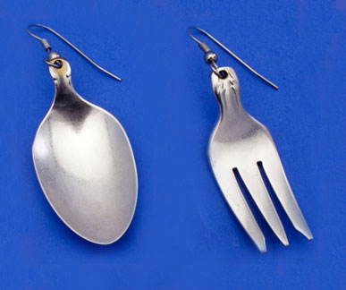 Spoonbowl and Fork Earrings - Click Image to Close